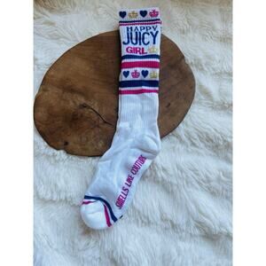 Rare Vintage Y2K Juicy Couture Happy Juicy Girls Long Socks Women Size S/M